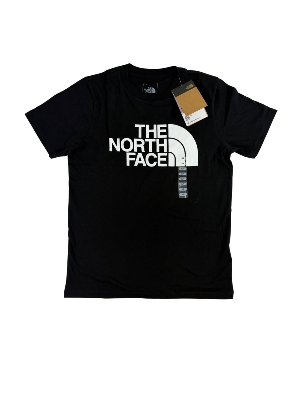 The North Face Women's Black Short Sleeve Tee with White Logo. Size S/P
